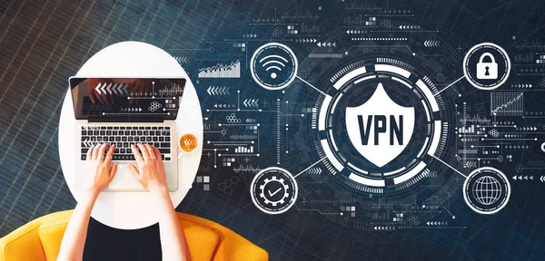 VPN-Konzept mit Benutzer eines Laptops — Stockfoto