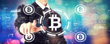 Bir işadamı ile Bitcoin teması