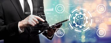 İş adamıyla otomasyon kavramı