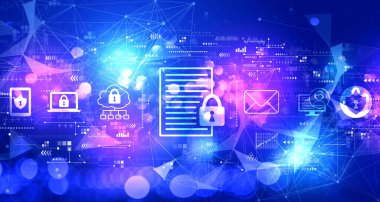 Teknoloji ışık arka planına sahip veri koruma kavramı