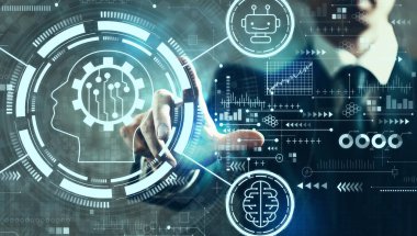 İş adamıyla gelecek teknoloji konsepti