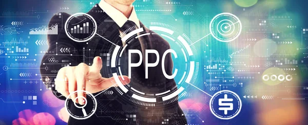 PPC - Pay per click concept with a businessman — 스톡 사진