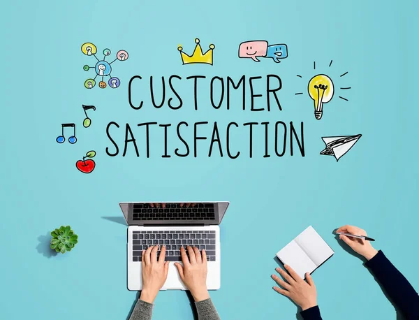 Customer satisfaction with people working together — 스톡 사진