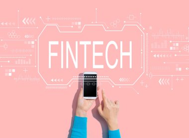 Akıllı telefon kullanan kişi ile Fintech konsepti