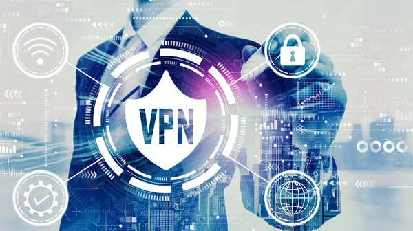 Concept VPN avec homme d'affaires — Photo