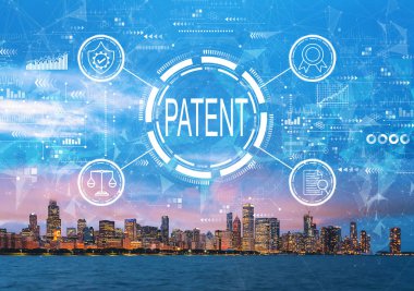 Patent concept with downtown Chicago