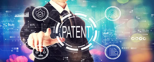 Patent concept with a businessman — 图库照片