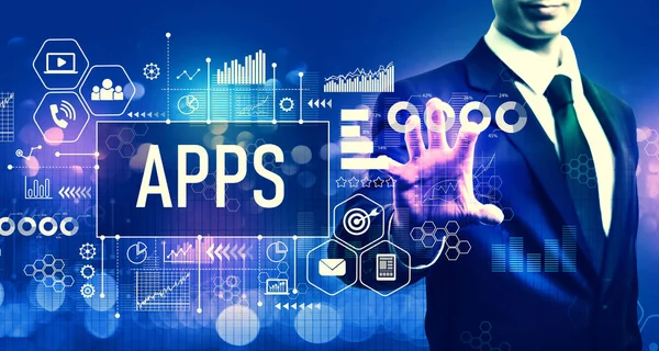 Apps with businessman — Stock Photo, Image