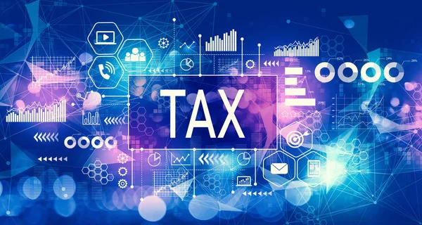 Tax theme with technology light background — 스톡 사진