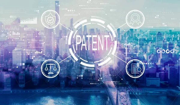 Conceito de patente com o horizonte de Nova York — Fotografia de Stock