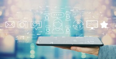 Tablet bilgisayarlı sosyal ortam temasıName