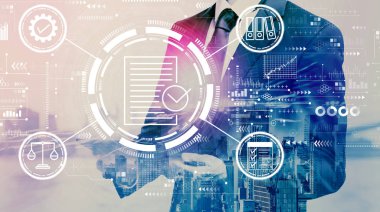 Bir tablet tutan işadamının uyum kavramı