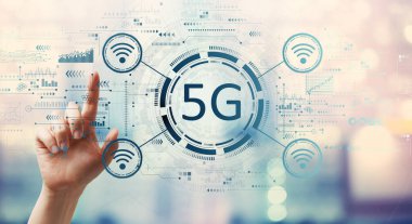Elle düğmeye basılı 5G ağı