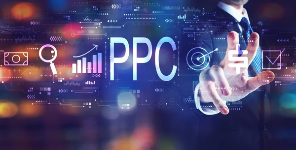 PPC - Pay per click concept met zakenman — Stockfoto