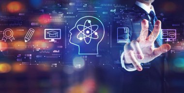 İş adamıyla çevrimiçi eğitim kavramı