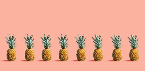 Pineapples on a solid color background — Stock Photo, Image