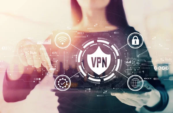 VPN-Konzept mit Geschäftsfrau — Stockfoto