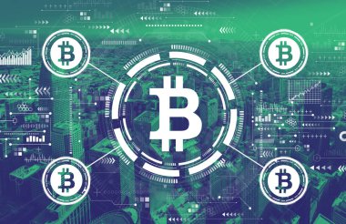 San Francisco şehir merkeziyle Bitcoin teması