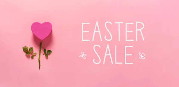 Easter sale message with heart flower — Stock Photo, Image