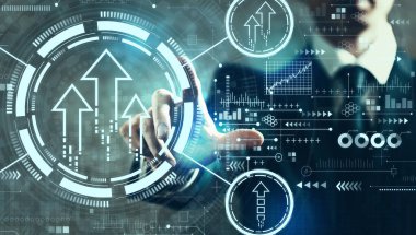 İş adamıyla Yükselen ok teması