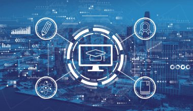 San Francisco şehir merkeziyle e-öğrenme kavramı