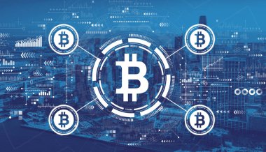 San Francisco şehir merkeziyle Bitcoin teması