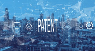 Patent concept with downtown Chicago