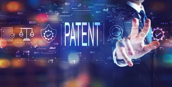 Conceito de patente com empresário — Fotografia de Stock
