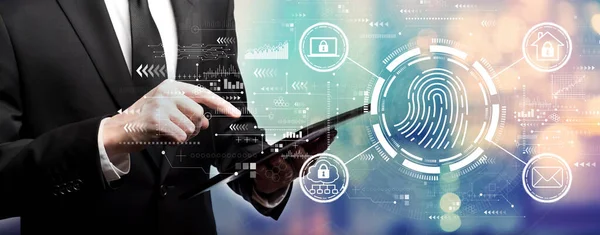 İş adamıyla parmak izi tarama teması