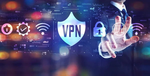 Concept VPN avec homme d'affaires — Photo