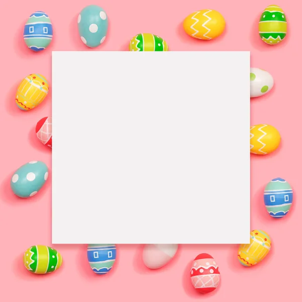 Colorful Easter eggs with square shaped paper — Stockfoto