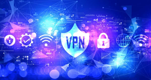 Concept VPN avec fond de lumière technologique — Photo