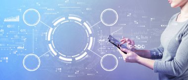 Tablet kullanarak kadın ile Teknik Daire