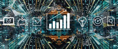 Marketing concept with abstract night cityscape