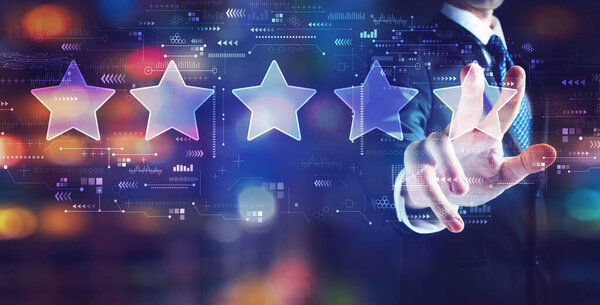 Rating star concept with businessman