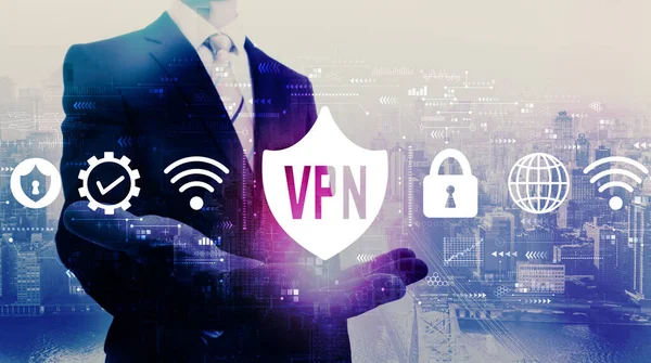 Concept VPN avec homme d'affaires — Photo