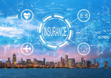 Chicago şehir merkezindeki sigorta konsepti