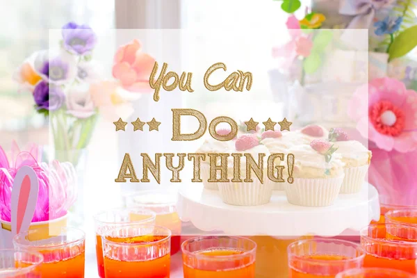 You can do anything message with dessert table — Stockfoto
