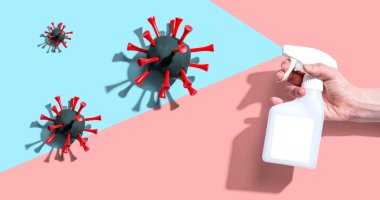 Salgın hastalıklı sprey şişesi konsepti