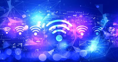 Teknoloji ışığı arka planına sahip Wiifi teması