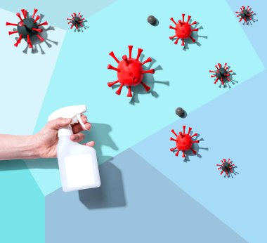 Salgın hastalıklı sprey şişesi konsepti