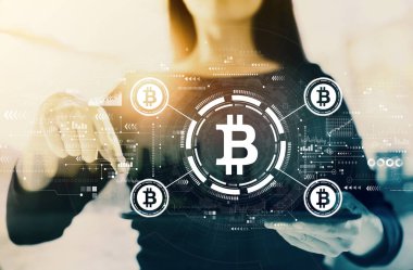 İş kadınıyla Bitcoin teması