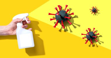 Salgın hastalıklı sprey şişesi konsepti