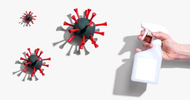 Salgın hastalıklı sprey şişesi konsepti