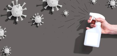 Salgın hastalıklı sprey şişesi konsepti