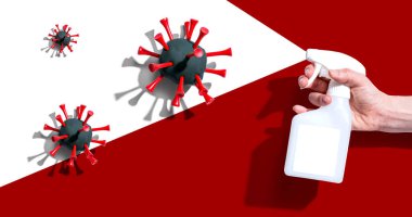 Salgın hastalıklı sprey şişesi konsepti