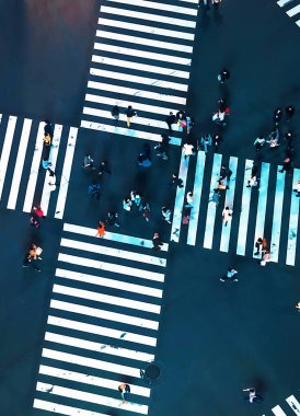 Tokyo büyük bir kavşak havadan görünümü