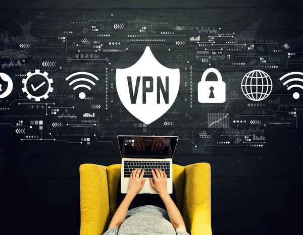 VPN-Konzept mit Benutzer eines Laptops — Stockfoto