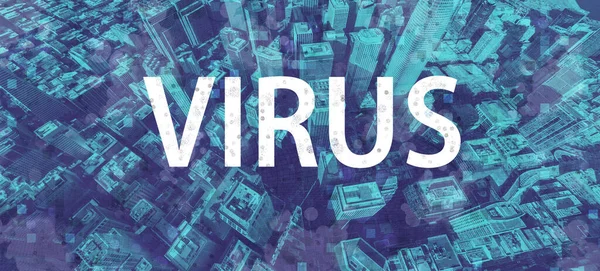 Tema del virus con fondo de paisaje urbano —  Fotos de Stock