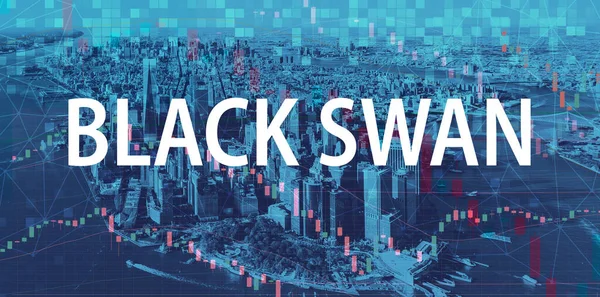 Tema Black Swan con Manhattan New York — Foto Stock